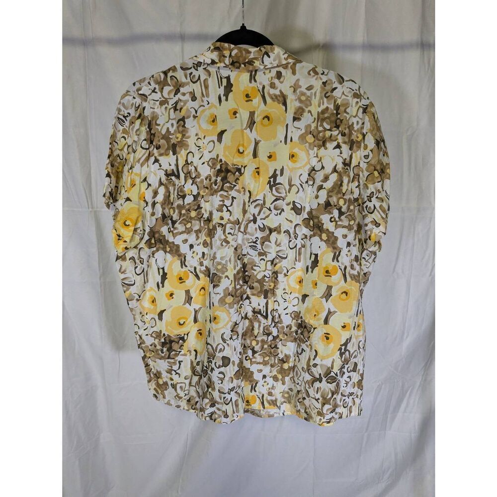 TanJay Yellow Tropical Floral Hawaiian Button Up Women's 18 - Picture 3 of 4